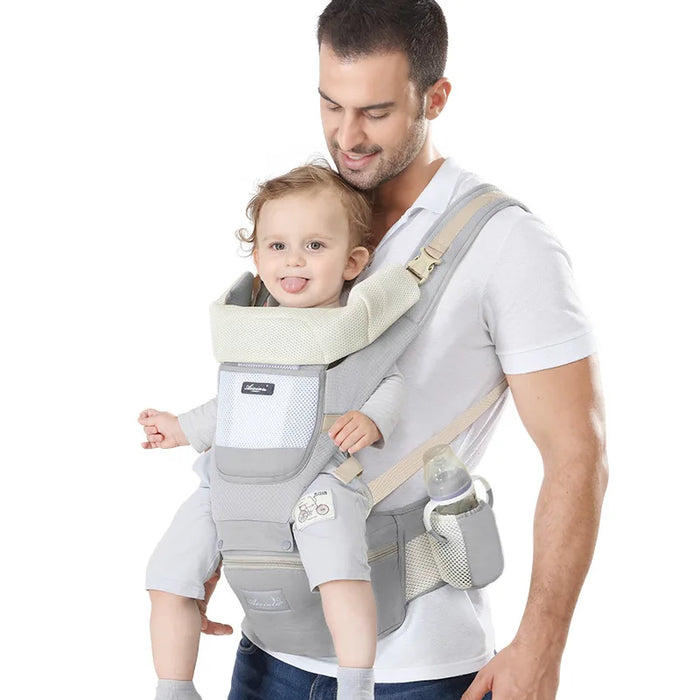 Fascia Porta Bebè 6-in-1 con Seduta Ergonomica — Marsupio Neonato Multiposizione