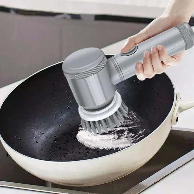 Spazzola elettrica rotante senza fili - 6 testine per bagno, piastrelle e fughe