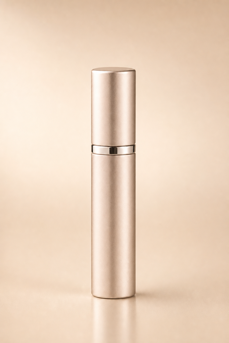 Mini atomizzatore profumo 5ml in alluminio, vista hero frontale