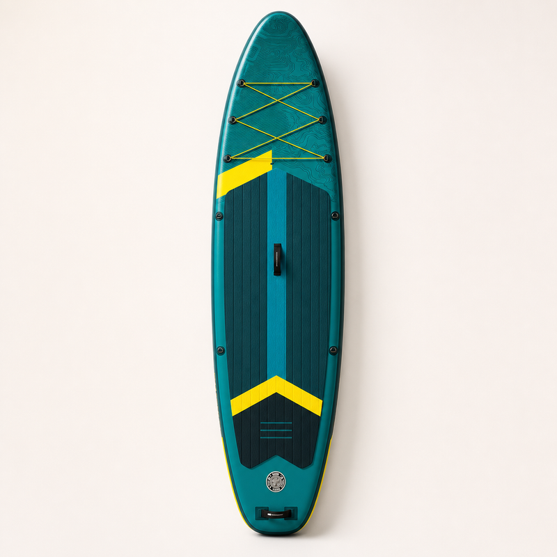 SUP gonfiabile verde 11'6 in vista frontale premium