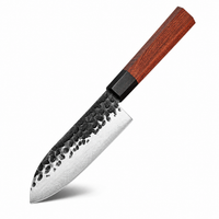 Coltello Santoku AUS10 con manico in legno, vista hero frontale