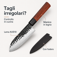Coltello Santoku con messaggi: tagli irregolari e controllo in cucina