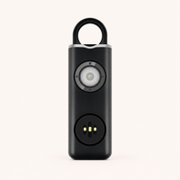 Allarme personale a strappo nero con torcia LED, vista frontale