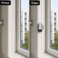 Prima e dopo su una finestra: installazione del sensore magnetico