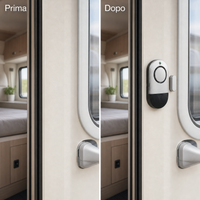 Prima e dopo nel camper: sensore magnetico installato sulla porta