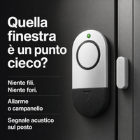 Sensore magnetico per porte e finestre con messaggi su installazione e segnale acustico