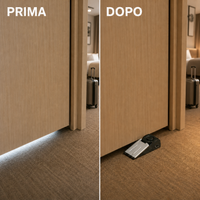 Prima e dopo in hotel con cuneo fermaporta con allarme