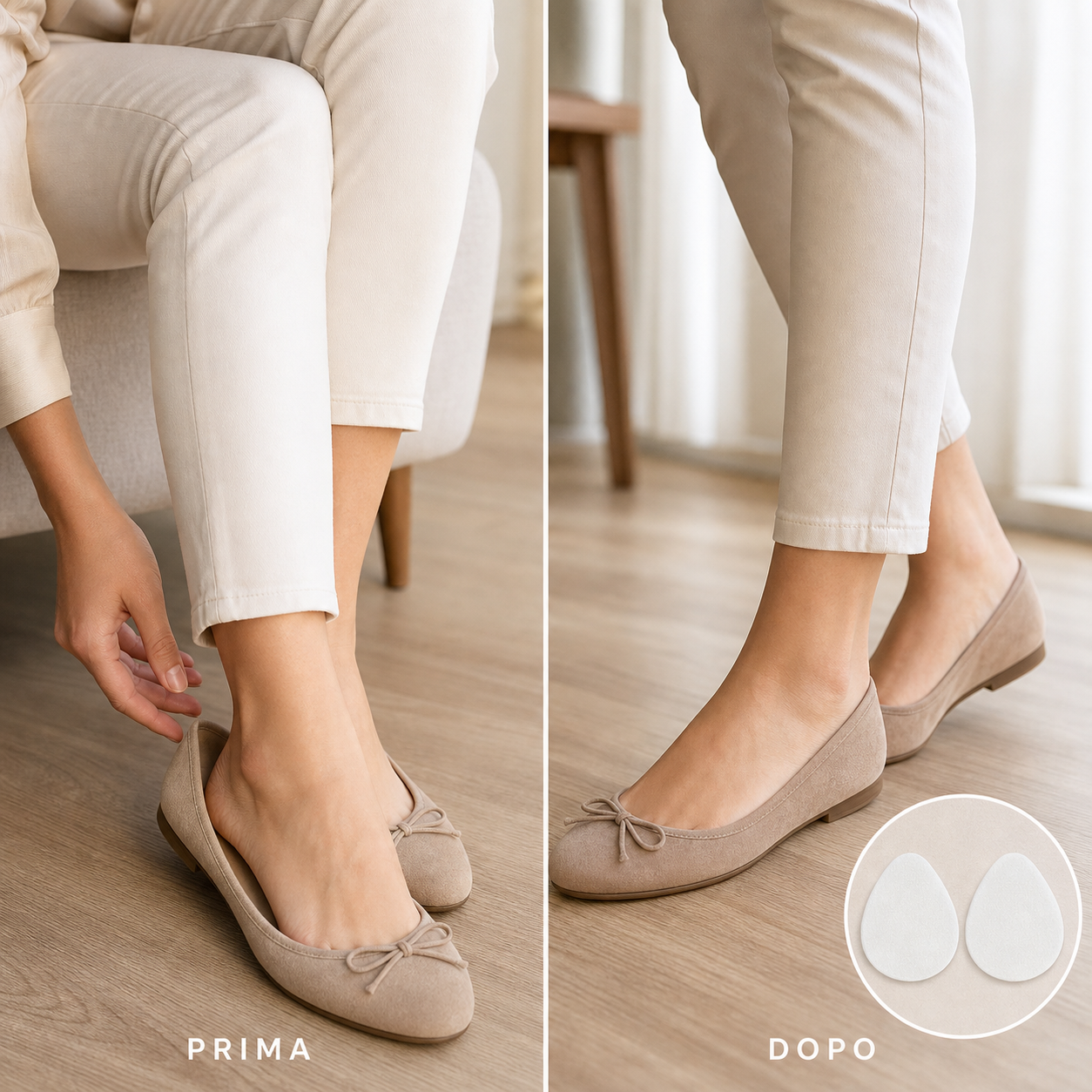 Prima e dopo: comfort quotidiano con scarpe basse