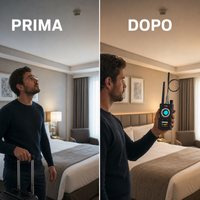 Prima e dopo: controllo della camera d'hotel con il rilevatore RF