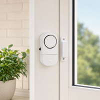 Sensore allarme magnetico installato su una finestra