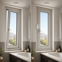 Prima e dopo: finestra senza sensore e con allarme magnetico installato