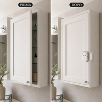 Prima e dopo: armadietto senza sensore e con allarme magnetico installato