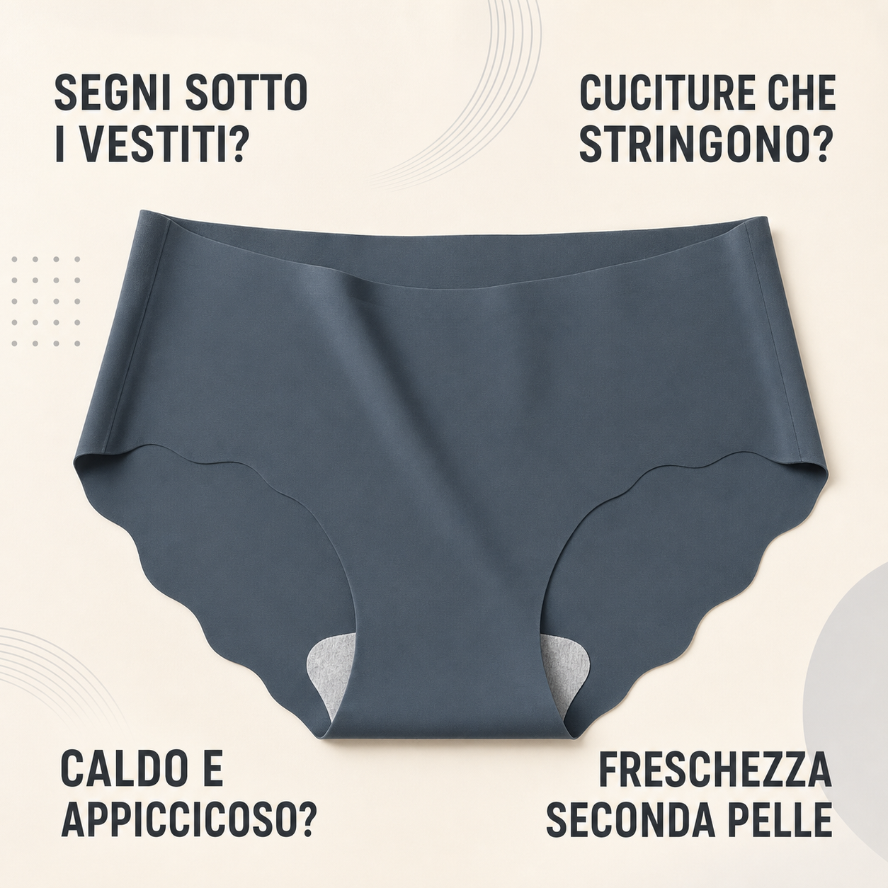 Slip invisibili ice-silk con messaggi su freschezza e seconda pelle