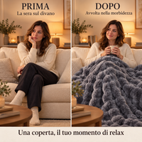 Prima e dopo: una sera sul divano e un momento di relax avvolta nella coperta Nuvola