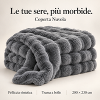 Coperta Nuvola: pelliccia sintetica con trama a bolle, misura 200 per 230 centimetri