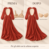 Prima e dopo: abito con schiena scoperta e scelta di un reggiseno senza fascia dietro