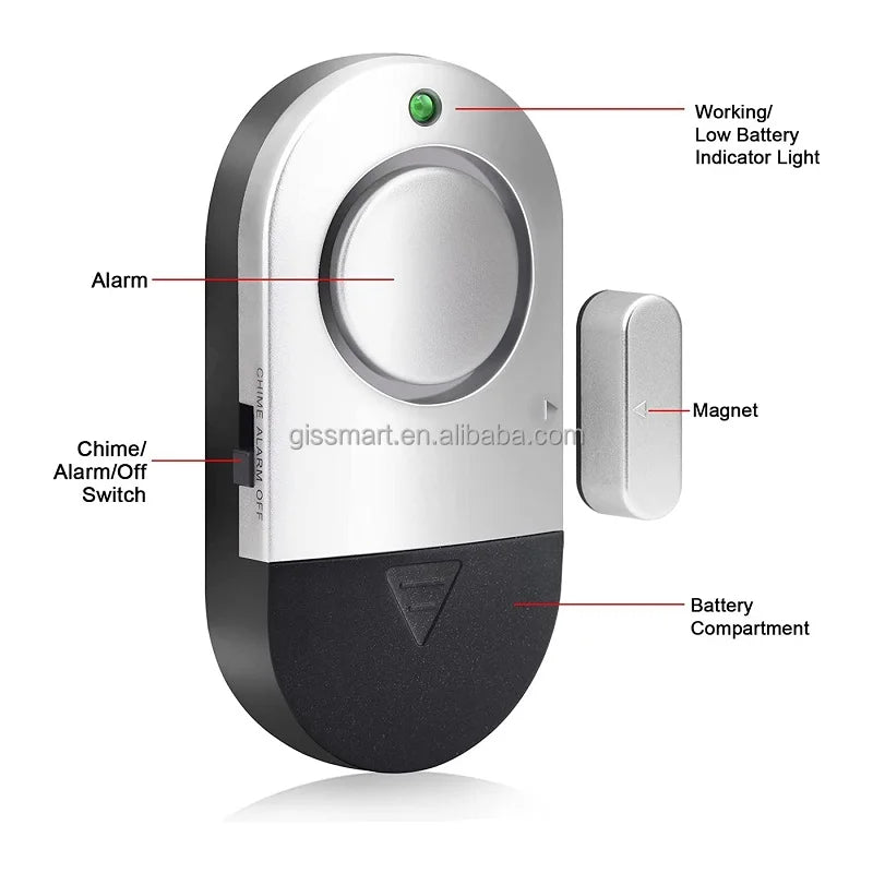 Allarme per Porte e Finestre 125 dB — Sensore Magnetico con Modalità Campanello