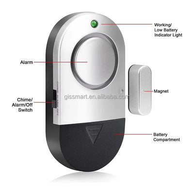Allarme per Porte e Finestre 125 dB — Sensore Magnetico con Modalità Campanello