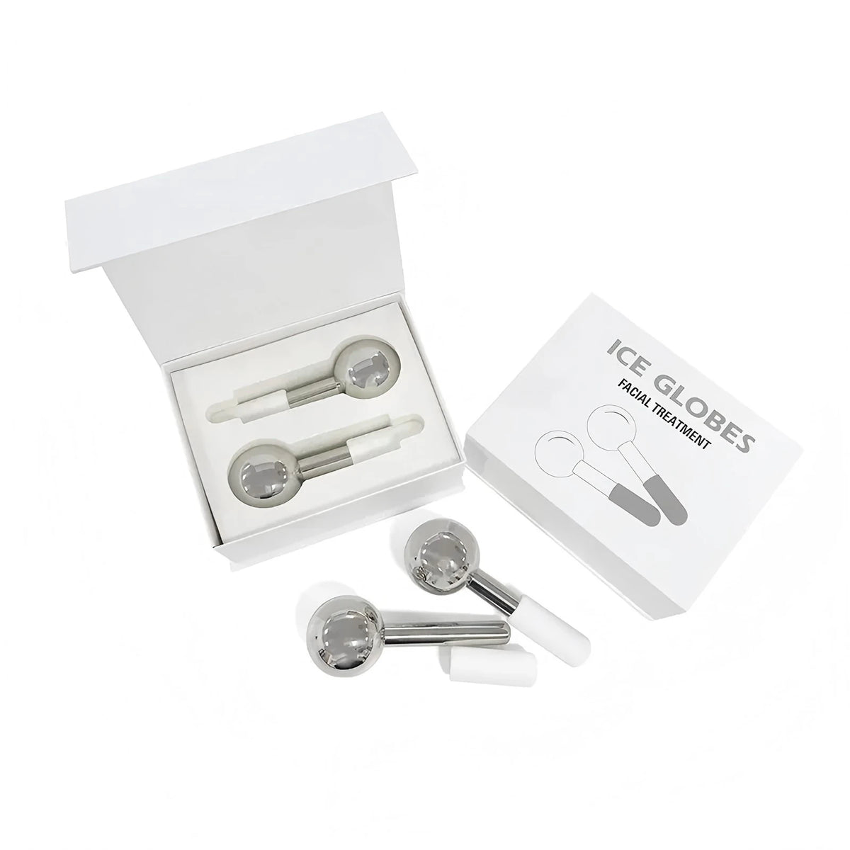 Confezione Ice Globes con sfere massaggio viso in acciaio