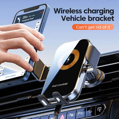 Supporto auto con chiusura automatica e ricarica wireless - appoggi il telefono, si chiude da solo