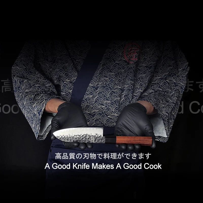 Coltello Santoku Forgiato in Acciaio AUS10 — Manico in Legno Mkuruti, con Fodero