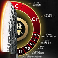 Coltello Santoku Forgiato in Acciaio AUS10 — Manico in Legno Mkuruti, con Fodero