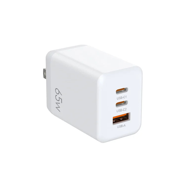 Caricatore GaN 65W a 3 porte - un solo alimentatore per telefono, tablet e portatile