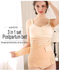 Fascia post-parto 3 in 1 regolabile - pancia, vita e bacino con tre bande separate