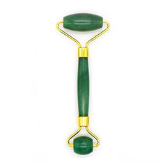 Jade roller verde con doppio rullo per routine viso