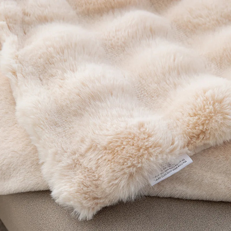 Coperta nuvola in pelliccia sintetica – morbida e calda, effetto a bolle