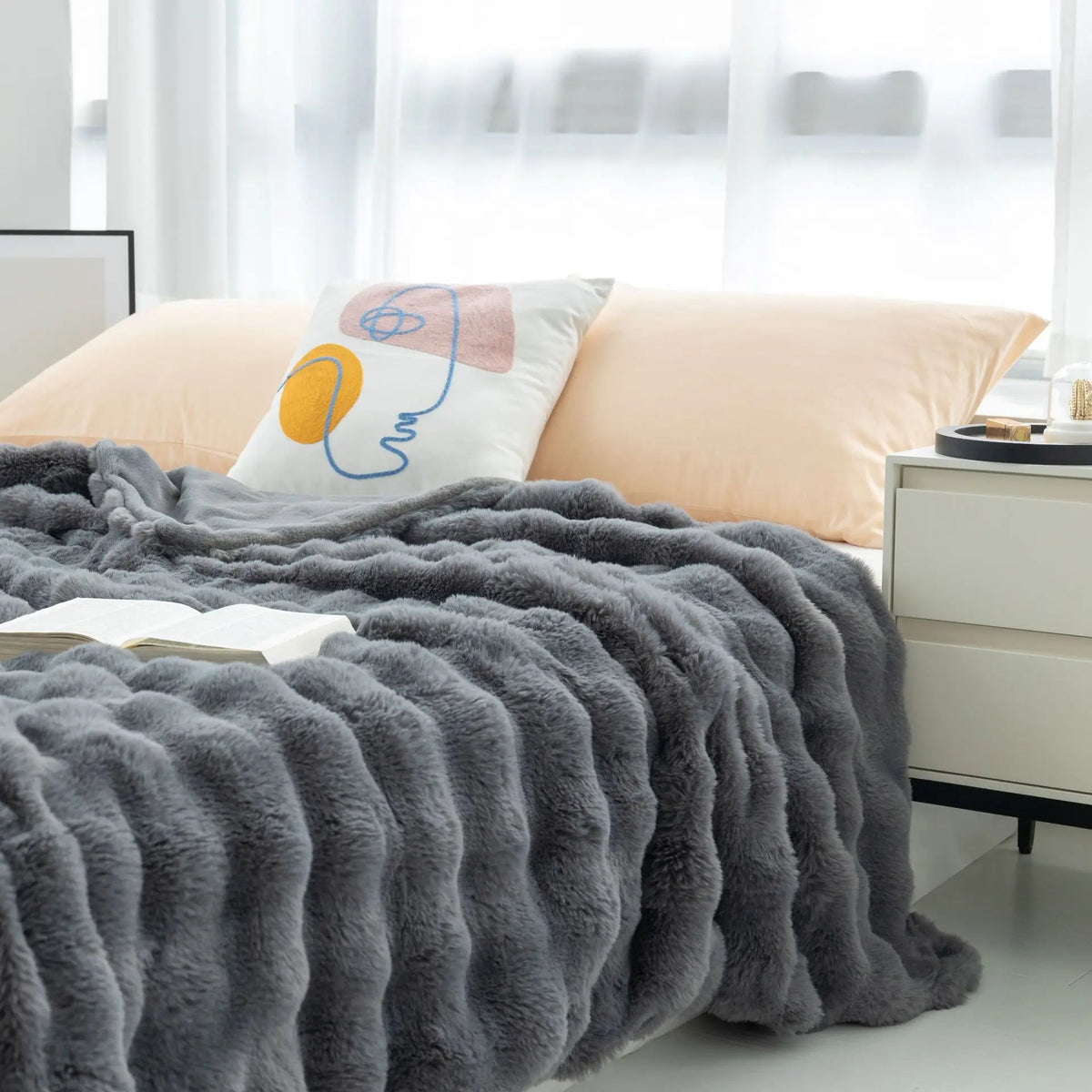 Coperta nuvola in pelliccia sintetica – morbida e calda, effetto a bolle
