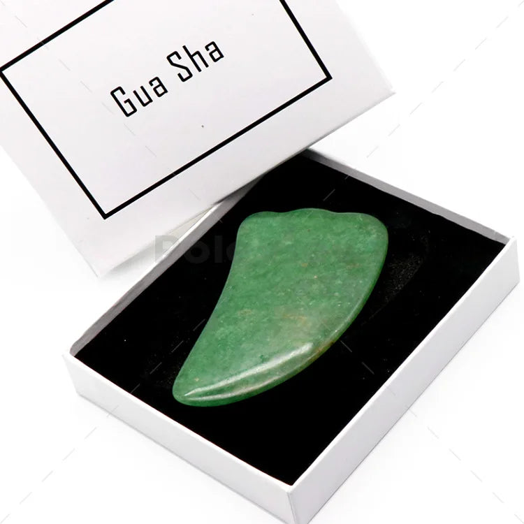 Gua sha verde in scatola regalo con interno nero