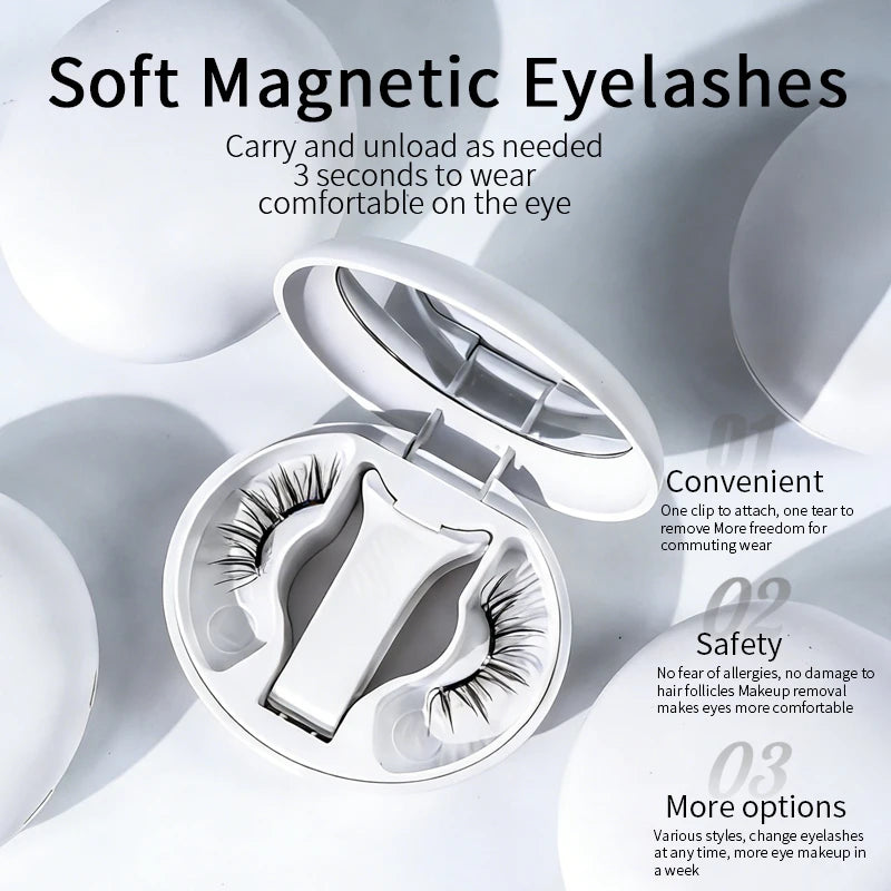 Ciglia Magnetiche Soft Natural — Riutilizzabili, Senza Colla, con Applicatore