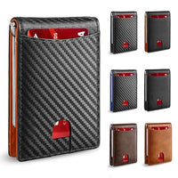 Portafoglio Slim Uomo con Fermasoldi — Blocco RFID, Effetto Carbonio
