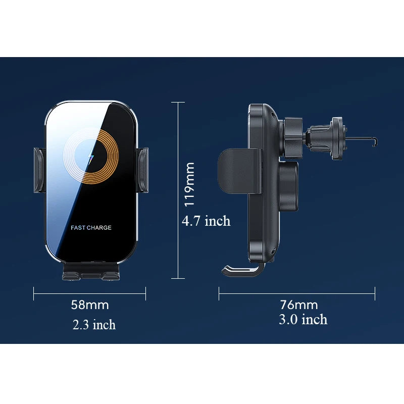 Supporto auto con chiusura automatica e ricarica wireless - appoggi il telefono, si chiude da solo