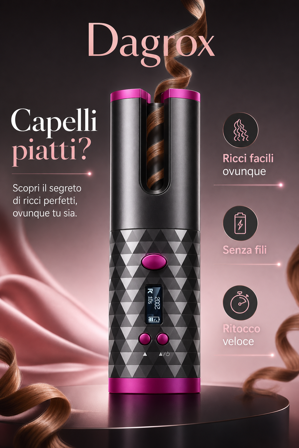 Capelli piatti? Arricciacapelli automatico senza fili per ricci facili