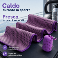 Asciugamano raffreddante sport con messaggi sui benefici contro il caldo