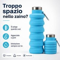Borraccia pieghevole con testo: troppo spazio nello zaino