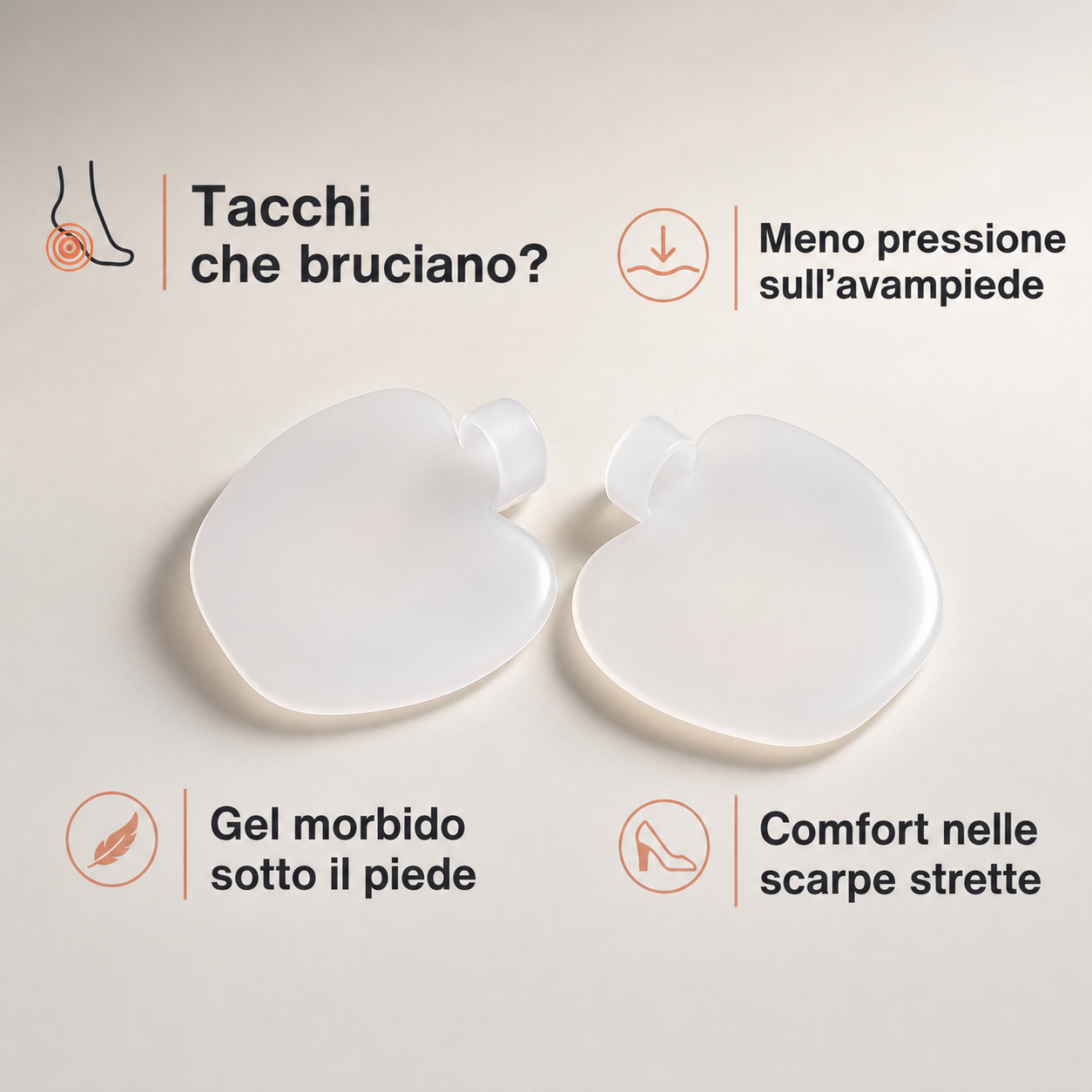 Tacchi che bruciano? Cuscinetti gel per meno pressione sull'avampiede