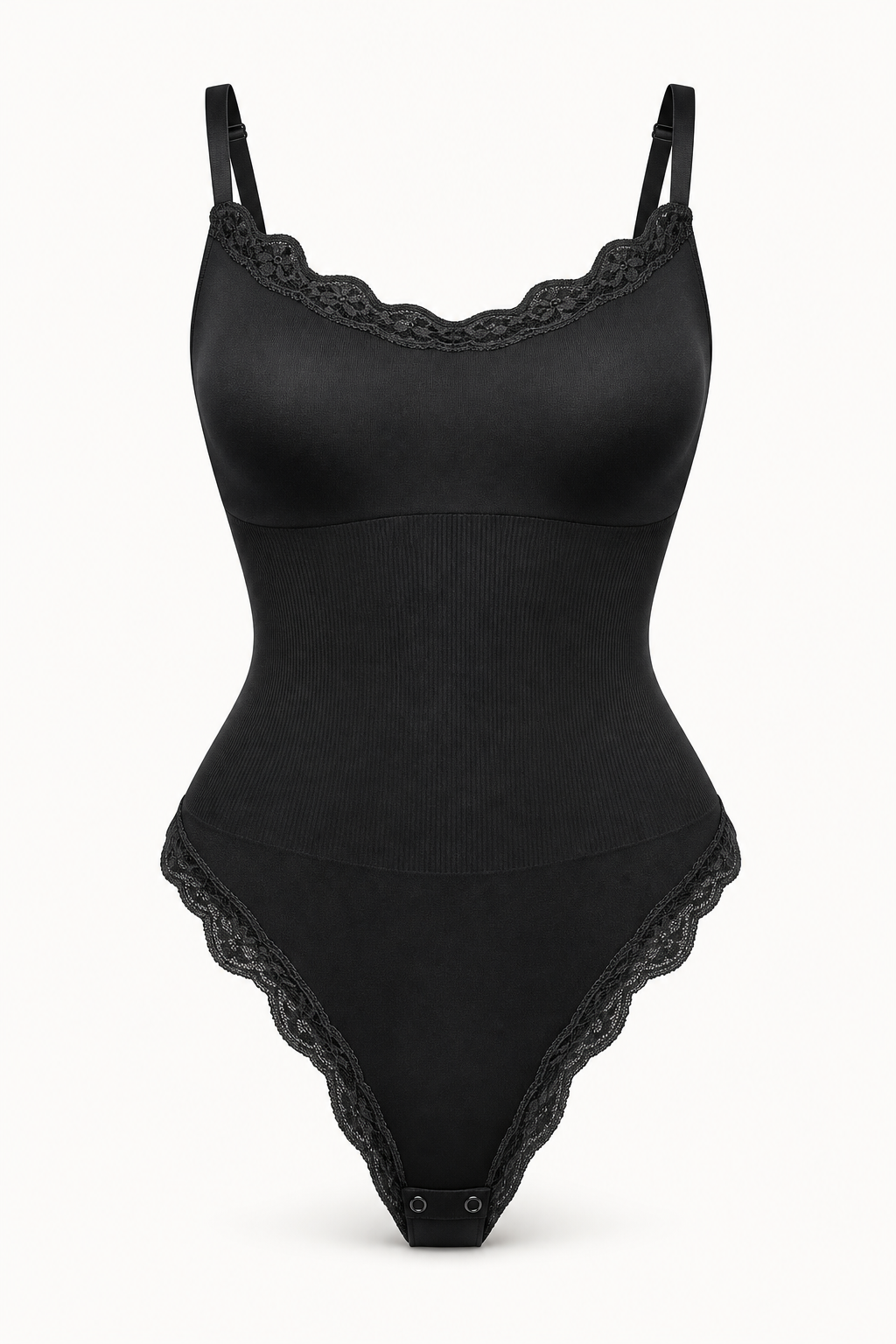 Body modellante in pizzo nero, vista hero frontale