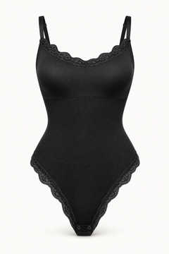 Body modellante in pizzo nero, vista hero frontale