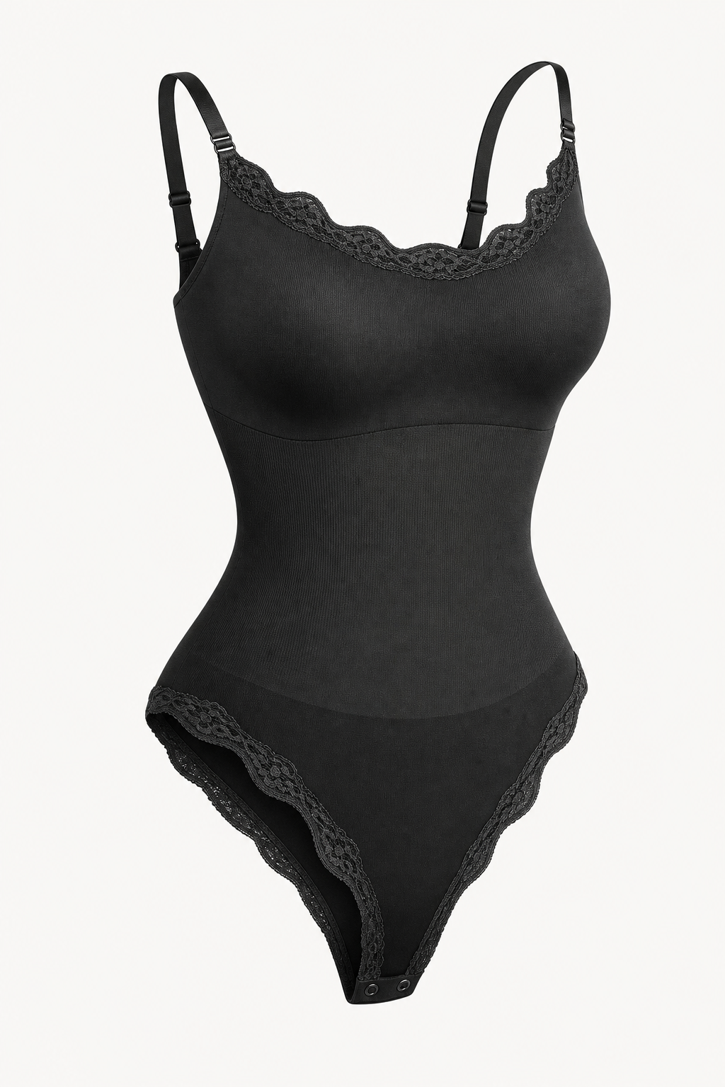 Body modellante in pizzo nero, vista angolata