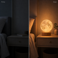 Prima e dopo atmosfera camera con lampada luna 3D