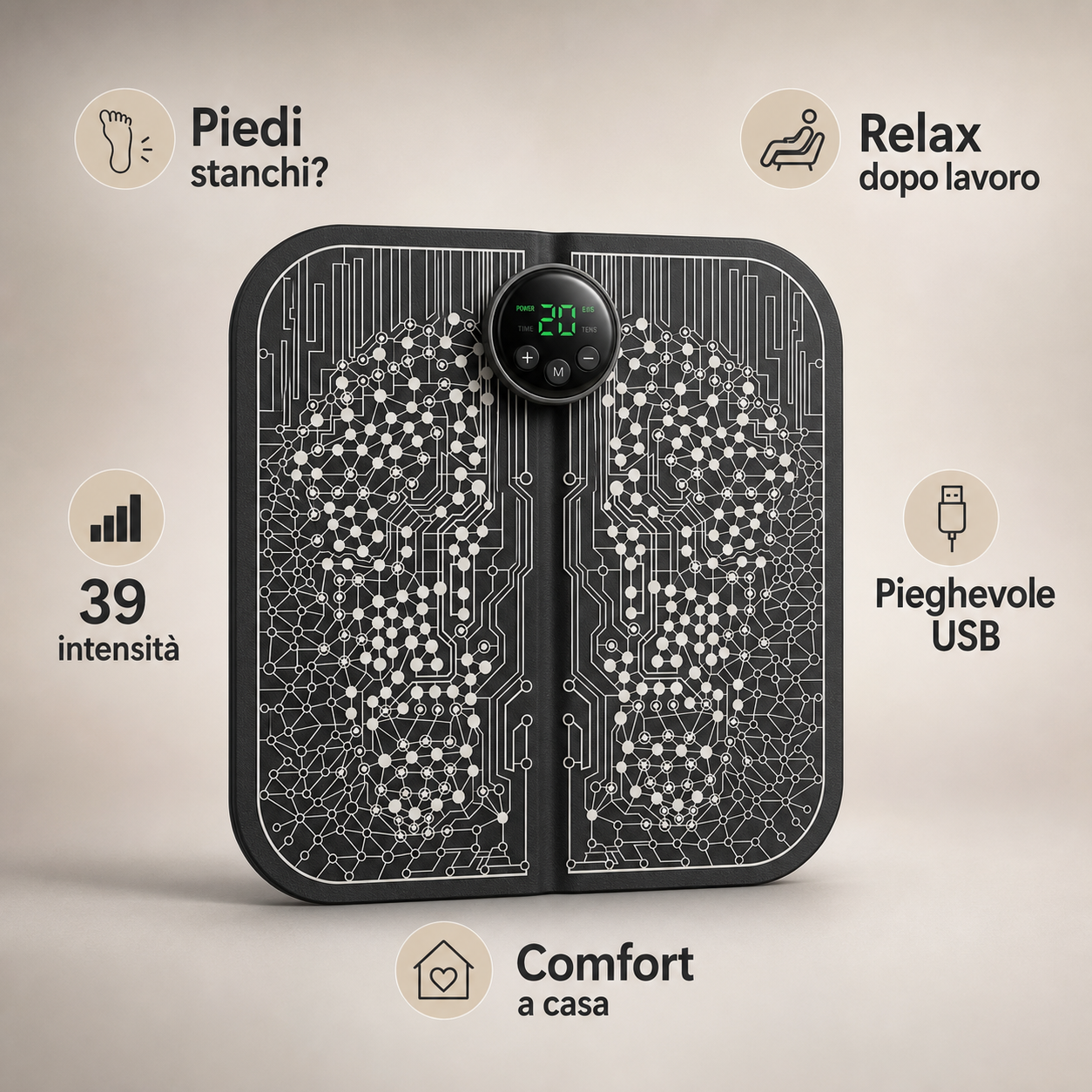 Piedi stanchi? Massaggiatore EMS pieghevole USB
