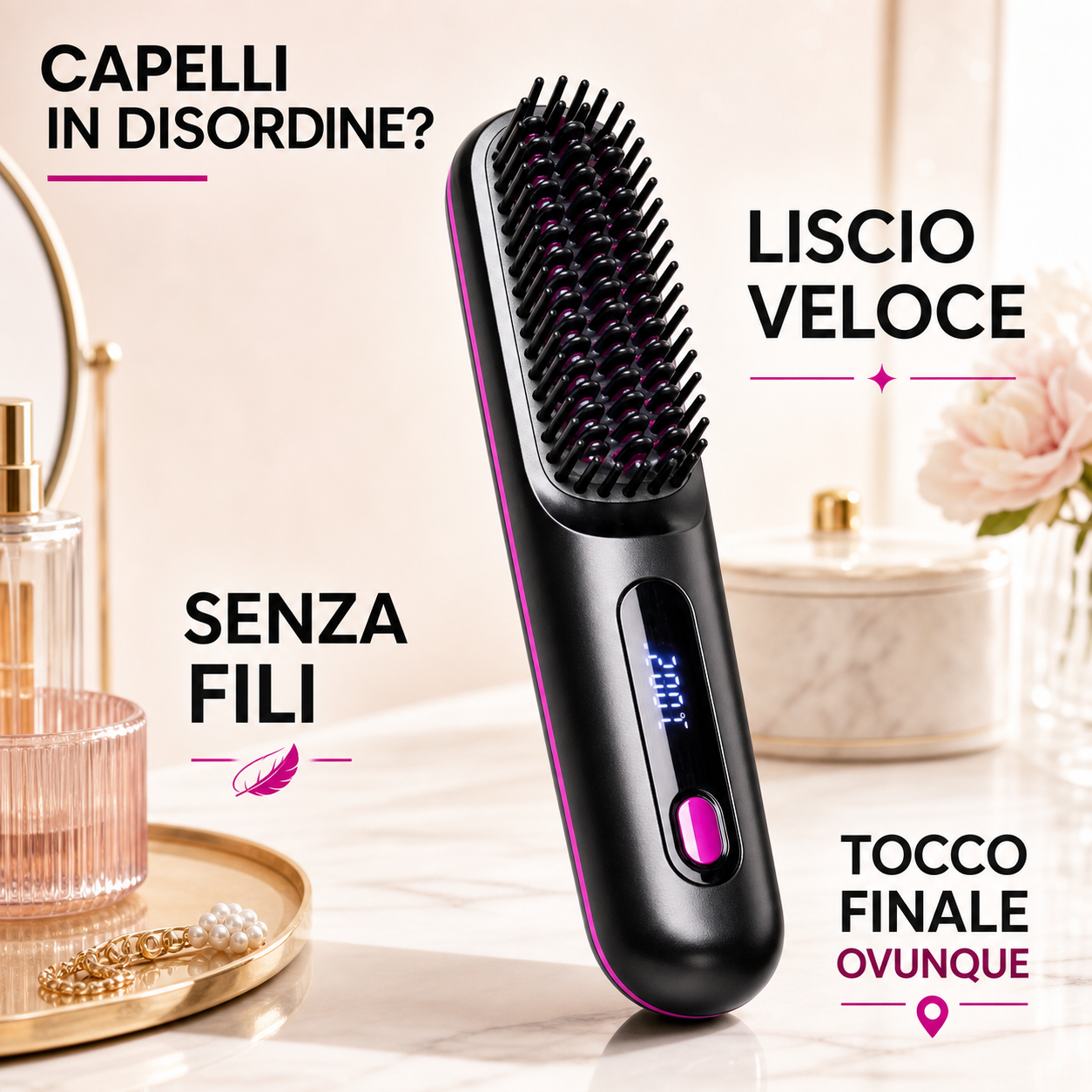 Capelli in disordine? Spazzola lisciante senza fili Dagrox
