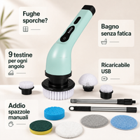 Fughe sporche? Spazzola pulizia elettrica 9in1 ricaricabile USB