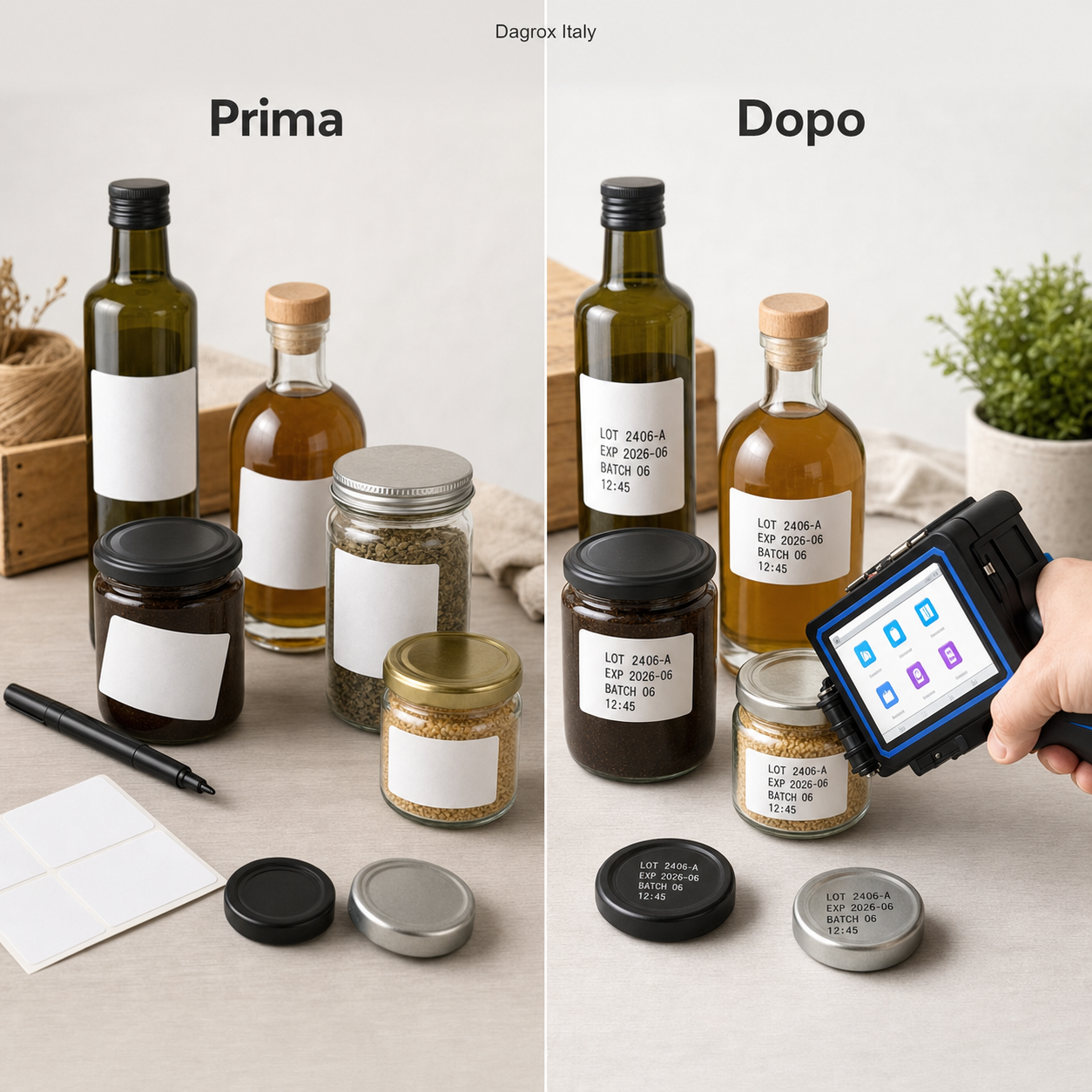 Codifica batch e data su flaconi con stampante inkjet portatile
