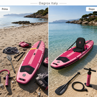 Prima e dopo: setup mare più comodo con SUP rosa e seduta