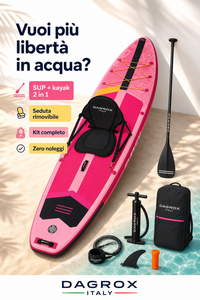 SUP rosa 2 in 1 con seduta e messaggi sui benefici