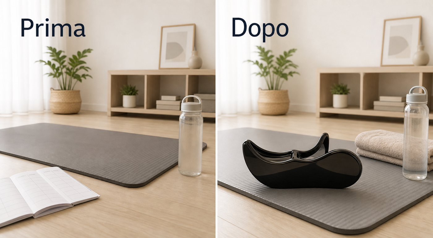Prima e dopo: setup home workout con trainer cosce